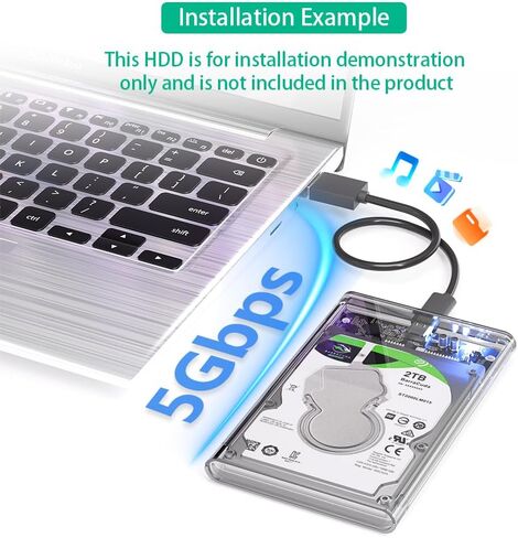 حافظة قرص صلب محمول مقاس 2.5 بوصة SATA SSD من Mustpoint نوع C 3.1 إلى SATA 2.5 حافظة بلاستيكية HDD خارجية شفافة in Saudi Arabia