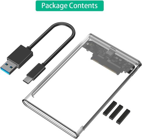 حافظة قرص صلب محمول مقاس 2.5 بوصة SATA SSD من Mustpoint نوع C 3.1 إلى SATA 2.5 حافظة بلاستيكية HDD خارجية شفافة in Saudi Arabia