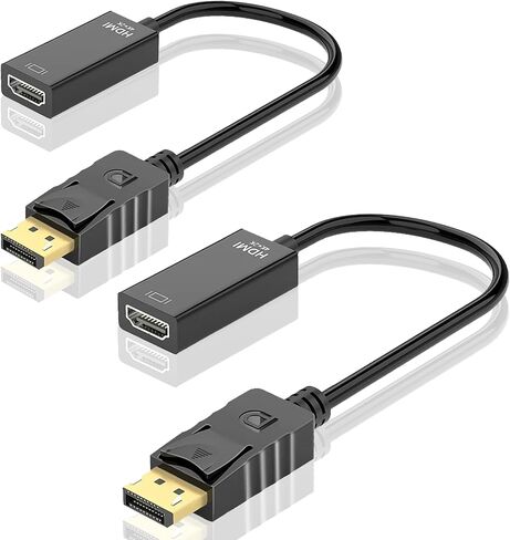 2 منفذ عرض إلى محول HDMI، 4K أحادي الاتجاه DP إلى HDMI (ذكر إلى أنثى)، محول HDMI متوافق مع Dell وHP وLenovo وAMD وNVIDIA والمزيد in Kuwait