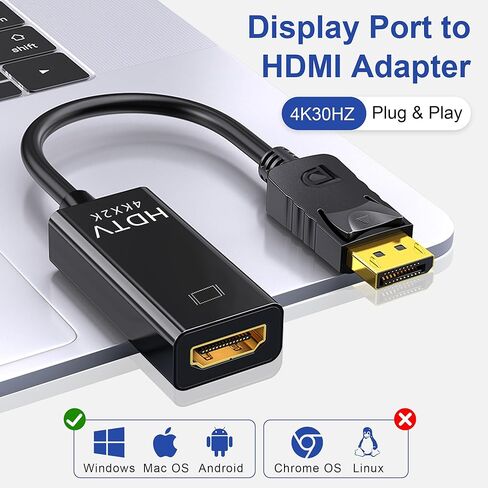 2 منفذ عرض إلى محول HDMI، 4K أحادي الاتجاه DP إلى HDMI (ذكر إلى أنثى)، محول HDMI متوافق مع Dell وHP وLenovo وAMD وNVIDIA والمزيد in Kuwait