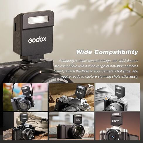Godox iM22 Mini Flash 5 Power Levels 440 Full-Power IM 22 Small Camera Flashes Speedlite for Canon/Fuji/Sony zve10/Sony zv1/Nikon/Panasonic Olympus Pentax/3S Recycle (Godox iM22 Flash) in Saudi Arabia