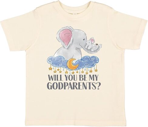 تي شيرت Inktastic Will You Be My Godparents اللطيف على شكل فيلة وقمر للأطفال الصغار in Kuwait