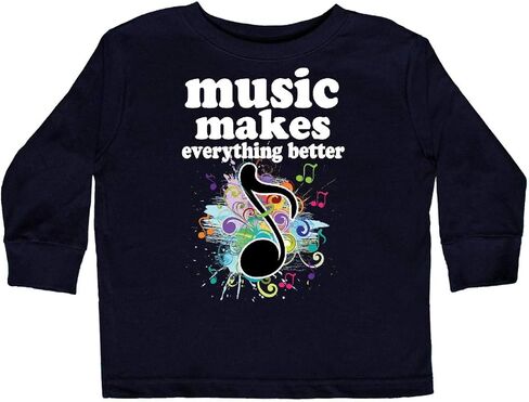 تي شيرت Inktastic Music يجعل كل شيء أفضل للأطفال الصغار بأكمام طويلة in Kuwait