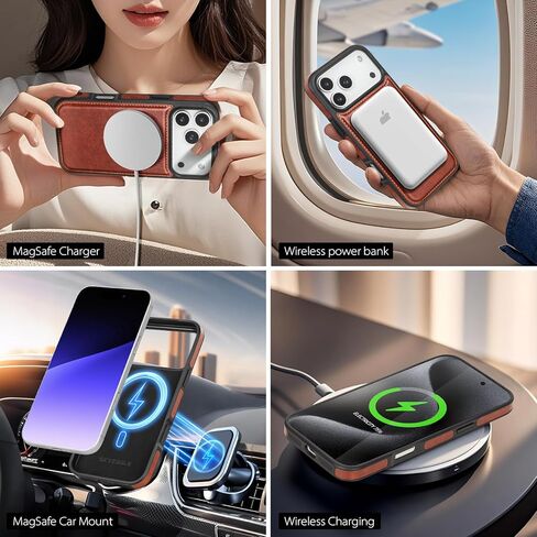 متوافق مع محفظة MagSafe iPhone 17 Pro Max مع حامل AirTag، 2 في 1 من جلد البولي يوريثان المغناطيسي القابل للفصل وحجب RFID وحامل بطاقات الائتمان وغطاء قلاب للرجال والنساء، بني in Saudi Arabia