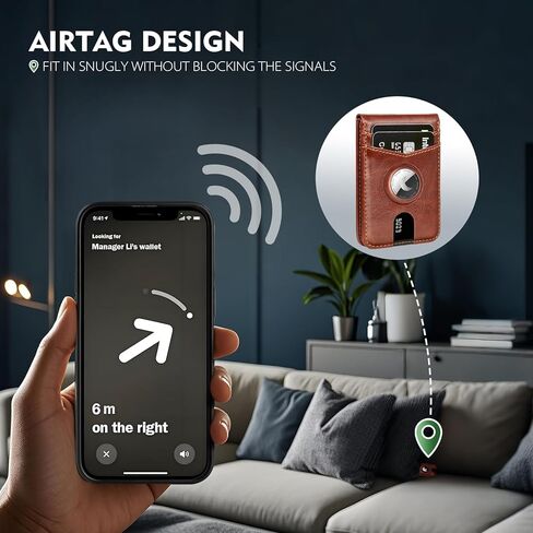 متوافق مع محفظة MagSafe iPhone 17 Pro Max مع حامل AirTag، 2 في 1 من جلد البولي يوريثان المغناطيسي القابل للفصل وحجب RFID وحامل بطاقات الائتمان وغطاء قلاب للرجال والنساء، بني in Saudi Arabia