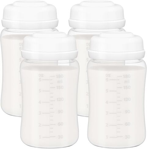 6oz Wide-Mouth Breastmilk Storage Bottles with Two-Pieces Sealing Cap, Leak-Proof Design, No-Fade Reading Marking, Compatible with Spectra S1 S2 9 Plus, Motif Luna, and Most Wide-Mouth Flanges, 2 Pack in Saudi Arabia