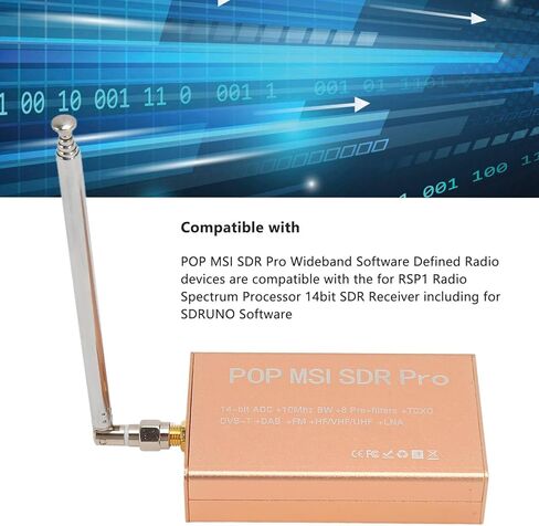 جهاز استقبال POP MSI SDR Pro محدد ببرنامج راديو 10 كيلو هرتز إلى 2 جيجا هرتز واسع النطاق 14 بت SDR، متوافق مع معالج طيف الراديو RSP1، متعدد الوظائف مع SDRuno in Saudi Arabia
