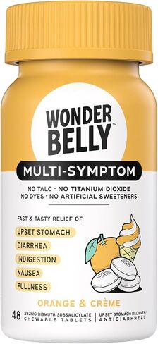 Wonderbelly Multi-Symptom Medicine, Anti-Diarrhea & Upset Stomach Relief with Bismuth Subsalicylate, Vanilla Bean, 48 Chewable Tablets in Saudi Arabia