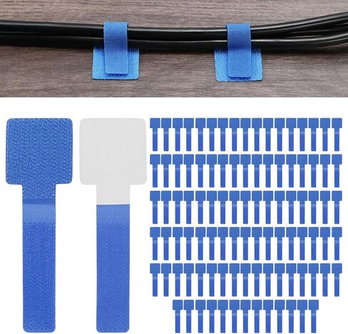 100-Pack Hook and Loop Cable Ties, 3.5 x 1.1 Inch Adjustable Self-Adhesive Cord Organizer for Desk/Home/Wall/Office Essentials, Cable Management Under Desk [Green] in Saudi Arabia