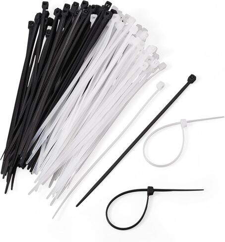 200Pcs White & Black Color Nylon Cable Ties, Multi-Purpose Self-Locking Zip Tie Wraps Fasten Loop Cable Ties for Home Office Garden Workshop Cord Management 193x4mm in Saudi Arabia