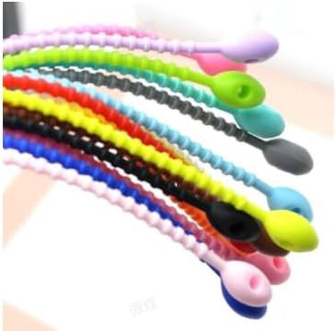 30 Silicone Cable Ties - 4.7-inch Reusable Rubber Cable Ties | Cord Organizer | Snake Clip Design for Cords and Snacks (Colorful) in Saudi Arabia