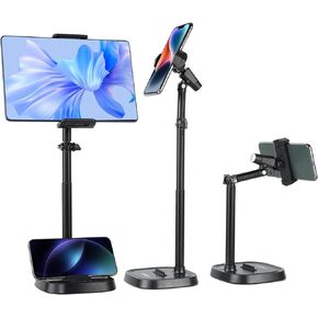 UTEBIT Tablet Stand for Desk, Adjustable Angle Height Cell Phone Holder 360° Rotation Foldable Phone Stand Office Desk Accessories Compatible with 4''-13'' Smartphones iPhone iPad Air Kindle (Black) in Saudi Arabia