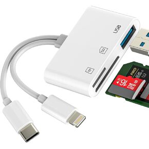 USB C Lightning إلى قارئ بطاقة SD (3in2) كابل USB OTG 3.0 محول قارئ بطاقة Micro SD TF لهاتف iPhone 16 15 14 13 Pro Max Type C محول لأجهزة Apple iPad المتوافقة مع كاميرا Samsung Android in Kuwait