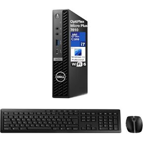 كمبيوتر مكتبي صغير Dell OptiPlex Micro Plus 7010، Intel Core الجيل الثالث عشر i7-13700T، ذاكرة وصول عشوائي 16 جيجابايت، 512 جيجابايت SSD، واي فاي، لوحة مفاتيح وماوس، Windows 11 Pro (متجدد) in Kuwait