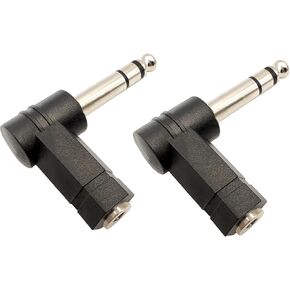 90 Degree 3.5MM to 1/4 Adapter 6.35MM Male to 3.5MM Female Right Angle Stereo Headphone Audio Adaptor 2pcs in Kuwait