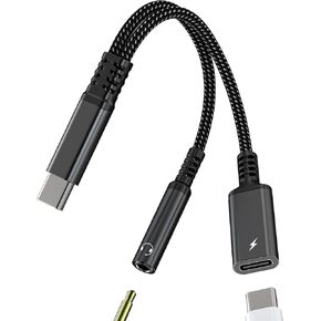 USB-C إلى 3.5 ملم محول صوت شاحن دونجل سلك 2 في 1 DAC نوع C Aux كابل مقسم لهاتف iPhone15 Pro Max iPad Pro متوافق مع Samsung Galaxy S20 S21 S22 Ultra Note10 S9 ملحقات مقبس سماعة الرأس in Kuwait