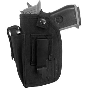 Concealed Carry Gun Holster with Mag Pouch Fits Handgun with Laser Light Mounted IWB OWB Ambidextrous Use by Convertible Clip in Saudi Arabia