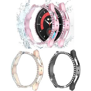 [عبوة من 3 قطع] حافظة لهاتف Galaxy Watch 5 Pro مقاس 45 مم، حافظة واقية بإطار بلينغ متوافقة مع ساعة Samsung Galaxy Watch 5 (ذهبي وردي/وردي/أسود) - 45 مم in Kuwait