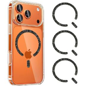 ملصق مغناطيسي COJOC for MagSafe - ملصق حلقة معدنية عالمية لامعة لملحقات Magsafe والشحن اللاسلكي لهاتف iPhone 17/16/15 Pro Max Mini Air وسلسلة Galaxy وحافظة الهاتف، أبيض in Kuwait