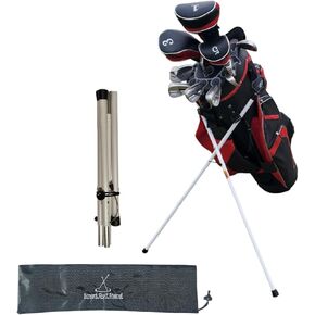 Golf Cart Bag Stand Attachment Foldable Legs Only with STEEL ROPE CORD. Turns your Cart Bag into a Stand Bag to prevent Bag falls & Club Damage. Attachable Golf Bag Accessories, Black-Aluminum in Saudi Arabia