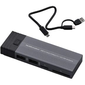 حاوية 2 في 1 USB3.2 Gen2 Hub M.2 NVMe SSD مع فتحات بطاقة TF SD تصميم قفل أمان لنقل البيانات بسرعة 10 جيجابت في الثانية لهاتف الكمبيوتر الشخصي in Kuwait