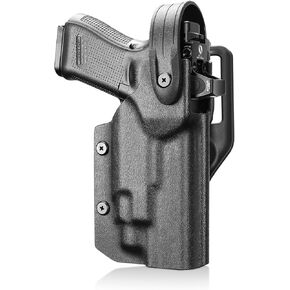 حافظة كيديكس المحملة للضوء من WARRIORLAND لـ Glock 17/19/34 Gen3-5 /19X/44/45 - تناسب TLR-7 X/TLR-7 HL-X/TLR-7A/ TLR-8A /TLR-8 X والمزيد - مع قطع بصري وحلقة حزام متوسطة الركوب مقاس 2.0 بوصة in Kuwait
