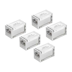 MECCANIXITY 5 قطع RJ45 CAT6 8P8C وصلة إيثرنت، وصلة إيثرنت أنثى إلى أنثى في الخط Cat6 Cat5e Cat5 محول كابل موسع، فضي in Kuwait