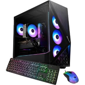 كمبيوتر مكتبي iBUYPOWER Slate Black Gaming PC AMD Ryzen 7 8700F CPU، AMD Radeon RX 9060XT 8GB GPU، 32GB DDR5 RGB 5200MHz RAM، 2TB NVMe SSD، Windows 11 Home، لوحة مفاتيح وماوس للاعبين - SBA7R96XT03 in Kuwait