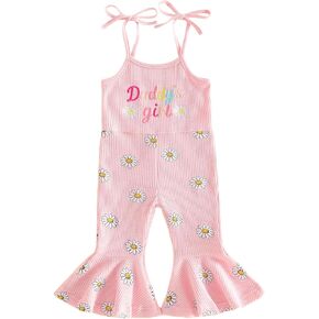 Twopumpkin Toddler Girl Summer Clothes Spaghetti Strap Jumpsuit Sleeveless Halter Romper Baby Bell Bottoms Outfit in Saudi Arabia