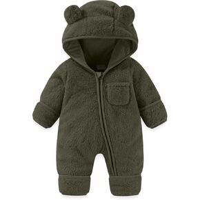 Newborn Baby Bear Outfit Girls Boys Winter Fleece Clothes Hooded Romper Snowsuit Long Sleeve Onesie Outwear in Saudi Arabia