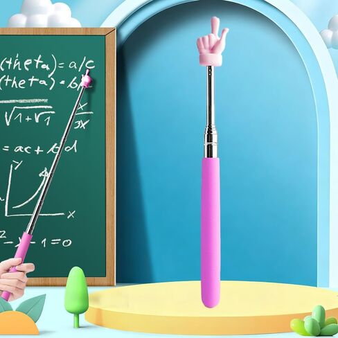 Extendable Pointer Finger Stick - Bright Colored Telescopic Teachers Pointer for Classroom, Perfect Pointing Stick for Reading & Presentation Pointers,Pink in Saudi Arabia
