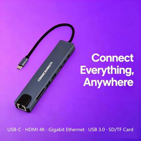 قاعدة توصيل 8 في 1 مع 4K HDMI، 100M BPS RJ45 Ethernet، قارئ بطاقة SD/TF، ​​USB 3.0/2.0، PD 100W، محول USB C Hub Ethernet HDMI لأجهزة MacBook، Huawei، Chromebook، Samsung، HP، Dell والمزيد in Saudi Arabia
