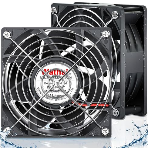 2 Pack Wathai IP67 Waterproof 80mm 24V DC Cooling Fan Dual Ball High Speed for PC Case, Electronics Equipment 80mm x 25mm in Saudi Arabia