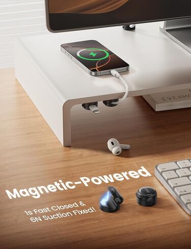 12Pack Magnetic Cord Organizer Cable Clips - Lamicall [Crystal-Clear] Desk Cable Managment for Phone Charging Cord, Adhesive Wire Holder for Home Office Nightstand, Christmas Organizer Accessories in Kuwait