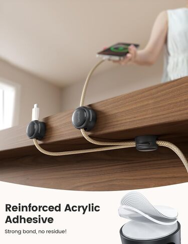 12Pack Magnetic Cord Organizer Cable Clips - Lamicall [Crystal-Clear] Desk Cable Managment for Phone Charging Cord, Adhesive Wire Holder for Home Office Nightstand, Christmas Organizer Accessories in Kuwait