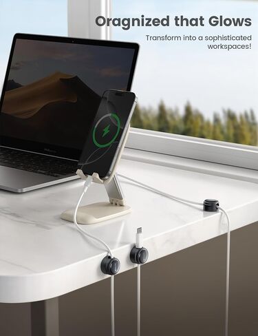 12Pack Magnetic Cord Organizer Cable Clips - Lamicall [Crystal-Clear] Desk Cable Managment for Phone Charging Cord, Adhesive Wire Holder for Home Office Nightstand, Christmas Organizer Accessories in Kuwait