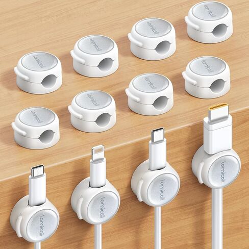 12Pack Magnetic Cord Organizer Cable Clips - Lamicall [Crystal-Clear] Desk Cable Managment for Phone Charging Cord, Adhesive Wire Holder for Home Office Nightstand, Christmas Organizer Accessories in Kuwait