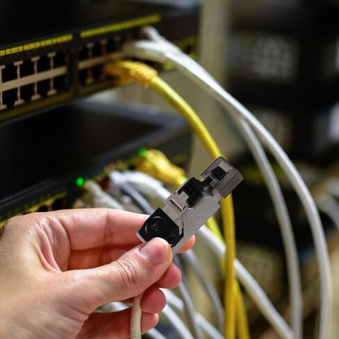 موصل NOLITOY المحمي Rj45 يمر عبر المكونات المعيارية Cat8 Ethernet Network Cable Plug متوافق مع نقل البيانات عالي السرعة Cat6a Cat7 لتركيب الشبكة in Kuwait