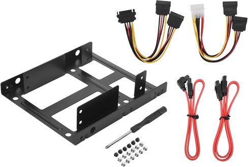 دعامة تثبيت SSD HDD مزدوجة من 3.5 إلى 2.5 مجموعة محرك أقراص ثابتة داخلي كابلات محرك أقراص ثابتة 2.5 إلى علبة 3.5 خليج in Kuwait