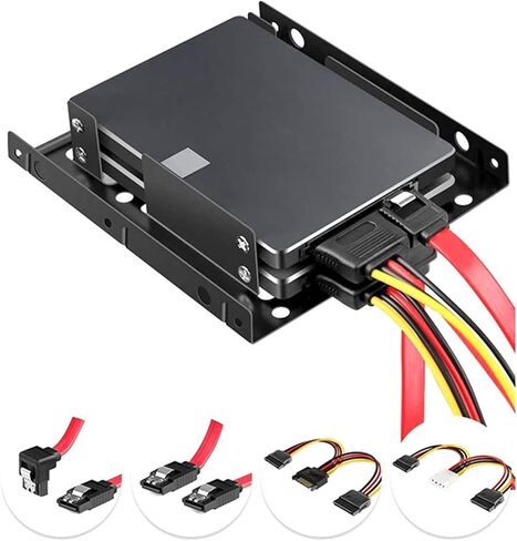 دعامة تثبيت SSD HDD مزدوجة من 3.5 إلى 2.5 مجموعة محرك أقراص ثابتة داخلي كابلات محرك أقراص ثابتة 2.5 إلى علبة 3.5 خليج in Kuwait