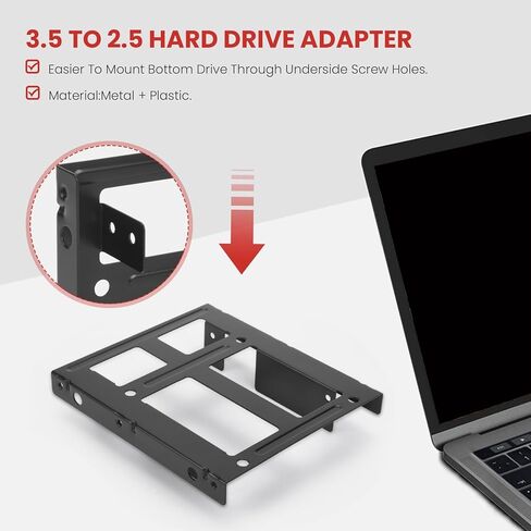 دعامة تثبيت SSD HDD مزدوجة من 3.5 إلى 2.5 مجموعة محرك أقراص ثابتة داخلي كابلات محرك أقراص ثابتة 2.5 إلى علبة 3.5 خليج in Kuwait