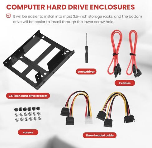 دعامة تثبيت SSD HDD مزدوجة من 3.5 إلى 2.5 مجموعة محرك أقراص ثابتة داخلي كابلات محرك أقراص ثابتة 2.5 إلى علبة 3.5 خليج in Kuwait