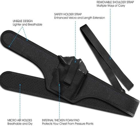 Concealed Pistol Holster, Gun Holster Shoulder Holster Tactical Weapon Holster Adjustable Pistol Belt 115cm in Saudi Arabia