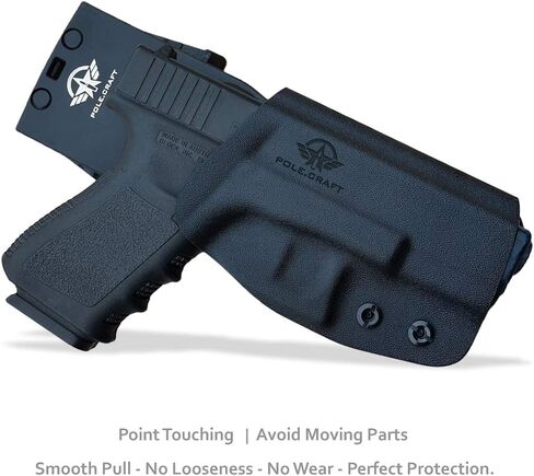 يناسب حافظة OWB Kydex: Glock 19 19x 23 25 32 44 45 Glock 17 22 31 Glock 26 27 33 (Gen1-5) مسدس - حزام خصر خارجي يحمل مشبك حزام 1.5-2 بوصة - Adj. العرض والارتفاع والاحتفاظ غير قادر على ذلك، اتسع المدخل in Kuwait