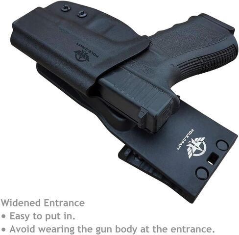 يناسب حافظة OWB Kydex: Glock 19 19x 23 25 32 44 45 Glock 17 22 31 Glock 26 27 33 (Gen1-5) مسدس - حزام خصر خارجي يحمل مشبك حزام 1.5-2 بوصة - Adj. العرض والارتفاع والاحتفاظ غير قادر على ذلك، اتسع المدخل in Kuwait