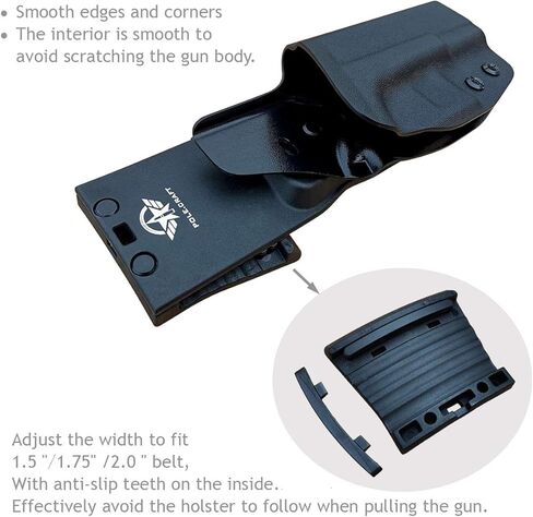 يناسب حافظة OWB Kydex: Glock 19 19x 23 25 32 44 45 Glock 17 22 31 Glock 26 27 33 (Gen1-5) مسدس - حزام خصر خارجي يحمل مشبك حزام 1.5-2 بوصة - Adj. العرض والارتفاع والاحتفاظ غير قادر على ذلك، اتسع المدخل in Kuwait