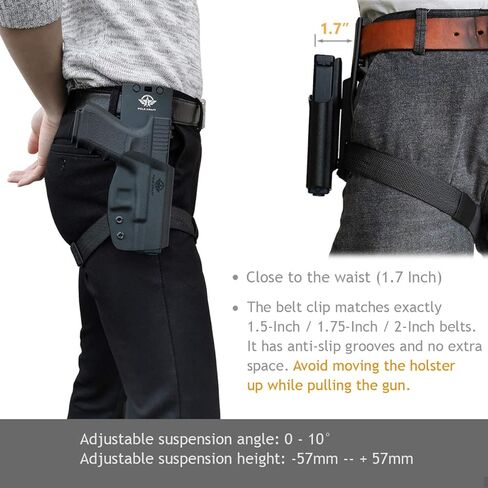 يناسب حافظة OWB Kydex: Glock 19 19x 23 25 32 44 45 Glock 17 22 31 Glock 26 27 33 (Gen1-5) مسدس - حزام خصر خارجي يحمل مشبك حزام 1.5-2 بوصة - Adj. العرض والارتفاع والاحتفاظ غير قادر على ذلك، اتسع المدخل in Kuwait