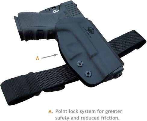 يناسب حافظة OWB Kydex: Glock 19 19x 23 25 32 44 45 Glock 17 22 31 Glock 26 27 33 (Gen1-5) مسدس - حزام خصر خارجي يحمل مشبك حزام 1.5-2 بوصة - Adj. العرض والارتفاع والاحتفاظ غير قادر على ذلك، اتسع المدخل in Kuwait