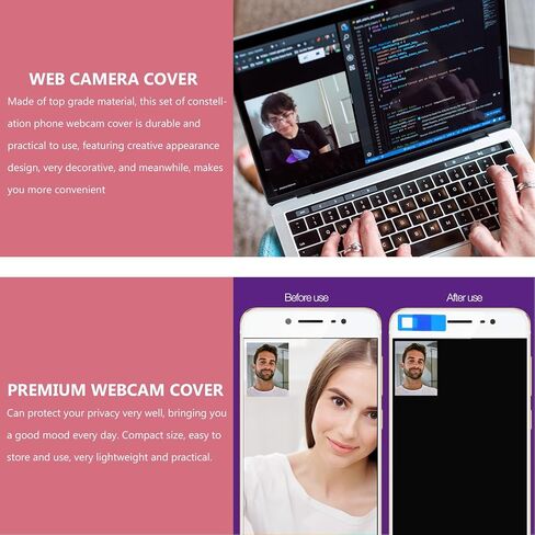 20Pcs Laptop Webcam Privacy Covers Slide Protective Camera Covers for Computers and Phones, Privacy Protection Accessory for Tablets and Laptops, Black White Pink Blue in Saudi Arabia