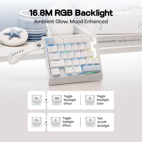 MechLands AJAZZ AK029 Rapid Fast Wired Gaming Keyboard, 8Khz Polling, 29 Keys One Handed Keyboard, SOCD & DKS, Magnetic Switch, Adjustable Actuation, RGB Backlits, Aluminum Plate (White) in Saudi Arabia
